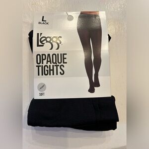 L'eggs Black Opaque Soft Tights Women's Size Large BNIB